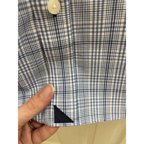 UNTUCKit Durbanville Shirt Large Tall Wrinkle Free Plaid Long Sleeve Blue Slim - Picture 8 of 10